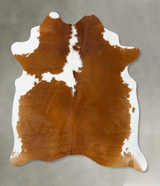 Brown and White X-Large Brazilian Cowhide Rug 6'11"H x 5'11"W #B24272 by Hudson Hides