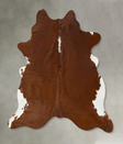 Brown and White Regular X-Large Brazilian Cowhide Rug 7'4"H x 6'8"W #B24301 by Hudson Hides