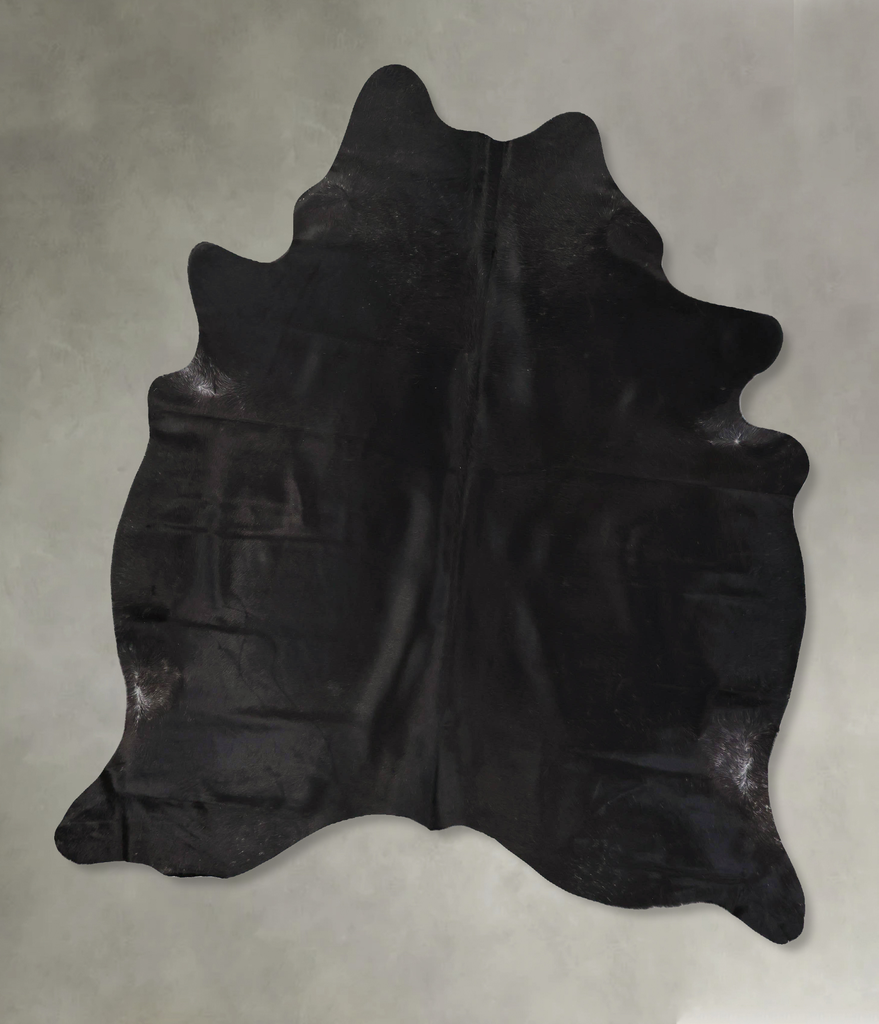Solid Black XX-Large Brazilian Cowhide Rug 7'8"H x 6'6"W #B24328 by Hudson Hides