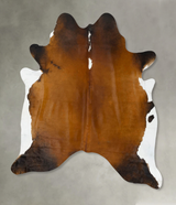 Chocolate and White XX-Large Brazilian Cowhide Rug 8'1"H x 7'3"W #B24366 by Hudson Hides