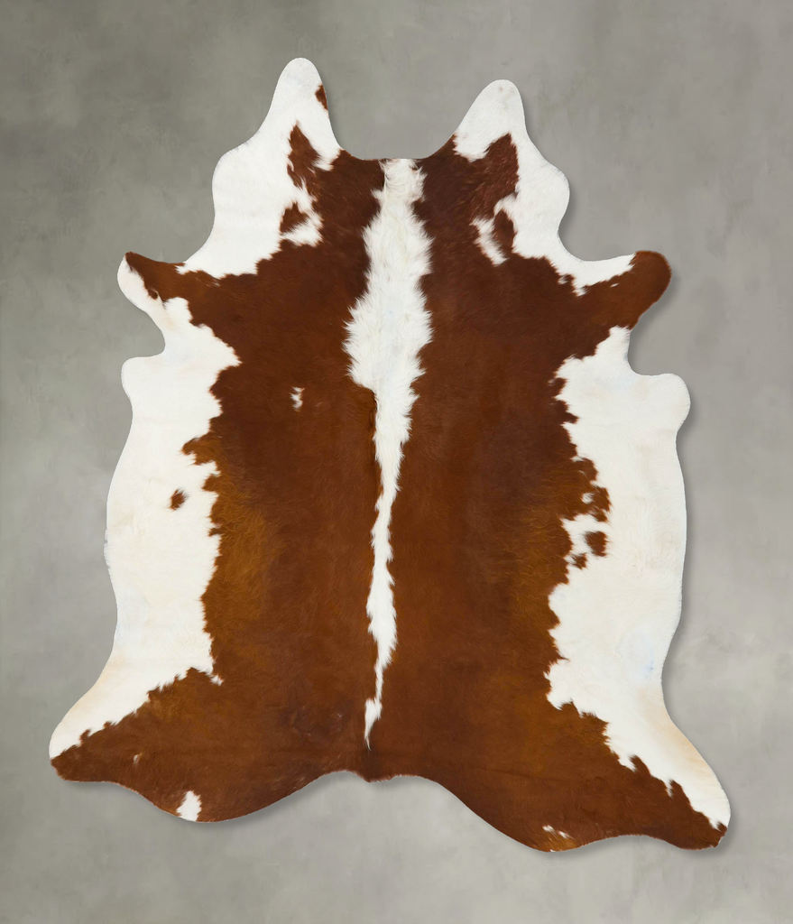Brown and White X-Large Brazilian Cowhide Rug 7'4"H x 6'5"W #B24376 by Hudson Hides