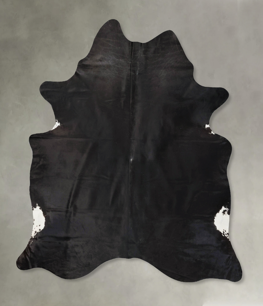 Solid Black XX-Large Brazilian Cowhide Rug 7'11"H x 6'6"W #B24477 by Hudson Hides