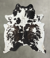 Chocolate and White X-Large Brazilian Cowhide Rug 7'8"H x 6'6"W #B24485 by Hudson Hides