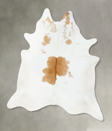 Beige and White XX-Large Brazilian Cowhide Rug 8'4"H x 7'1"W #B24488 by Hudson Hides