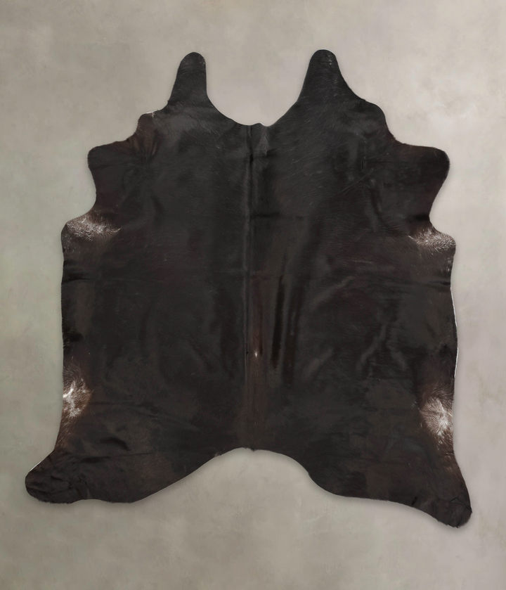 Solid Black XX-Large Brazilian Cowhide Rug 7'10"H x 7'2"W #B2454 by Hudson Hides