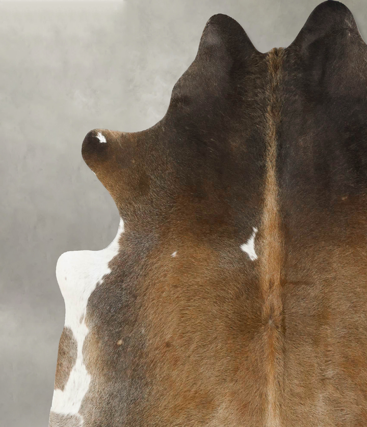 Grey with Beige X-Large Brazilian Cowhide Rug 7'4"H x 6'8"W #B24617 by Hudson Hides