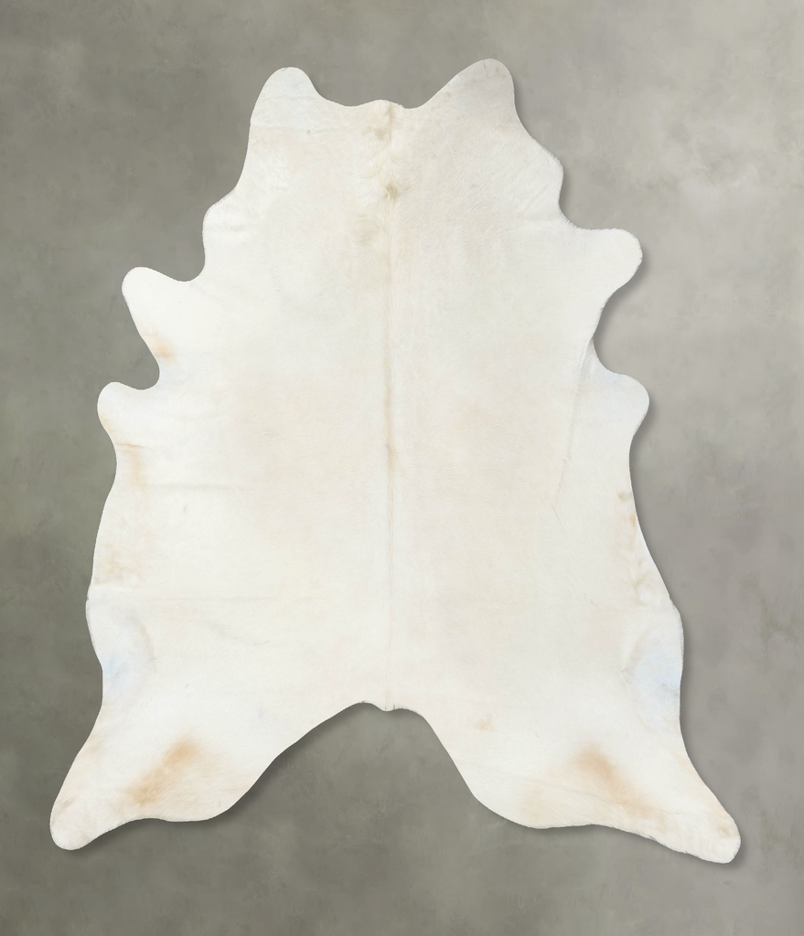 Solid White XX-Large Brazilian Cowhide Rug 8'1"H x 7'3"W #B24692 by Hudson Hides