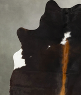 Chocolate and White X-Large Brazilian Cowhide Rug 7'7"H x 5'9"W #B24709 by Hudson Hides