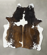 Chocolate and White X-Large Brazilian Cowhide Rug 7'3"H x 6'1"W #B24717 by Hudson Hides