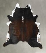 Chocolate and White XX-Large Brazilian Cowhide Rug 7'10"H x 6'5"W #B24729 by Hudson Hides
