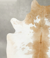 Beige and White X-Large Brazilian Cowhide Rug 7'7"H x 6'5"W #B24781 by Hudson Hides