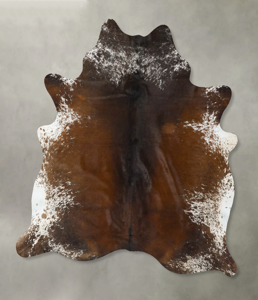 Salt and Pepper Brown X-Large Brazilian Cowhide Rug 7'6"H x 6'4"W #B24803 by Hudson Hides