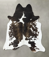 Chocolate and White XX-Large Brazilian Cowhide Rug 7'8"H x 6'8"W #B24826 by Hudson Hides