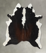 Chocolate and White X-Large Brazilian Cowhide Rug 7'4"H x 6'2"W #B24865 by Hudson Hides