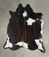 Chocolate and White X-Large Brazilian Cowhide Rug 7'0"H x 6'9"W #B24866 by Hudson Hides