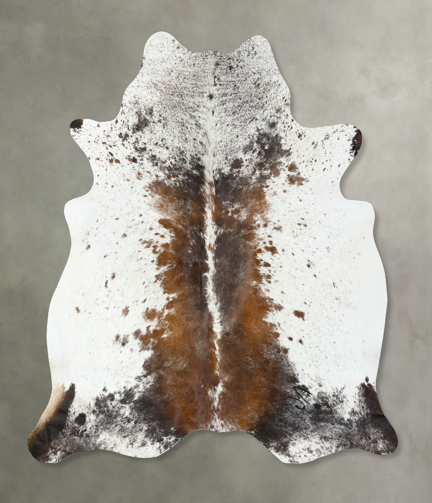 Salt and Pepper Brown X-Large Brazilian Cowhide Rug 6'8"H x 6'1"W #B24867 by Hudson Hides
