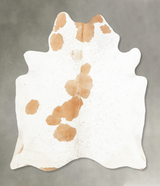 Beige and White XX-Large Brazilian Cowhide Rug 7'7"H x 6'11"W #B2487 by Hudson Hides