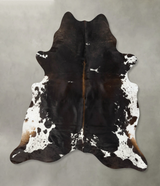 Chocolate and White X-Large Brazilian Cowhide Rug 7'1"H x 6'6"W #B24870 by Hudson Hides