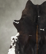 Chocolate and White X-Large Brazilian Cowhide Rug 7'1"H x 6'6"W #B24870 by Hudson Hides