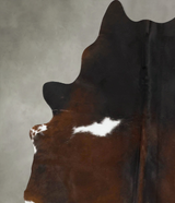 Chocolate and White X-Large Brazilian Cowhide Rug 7'3"H x 5'11"W #B24882 by Hudson Hides