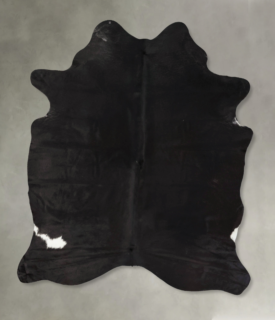 Solid Black X-Large Brazilian Cowhide Rug 7'9"H x 5'9"W #B25073 by Hudson Hides