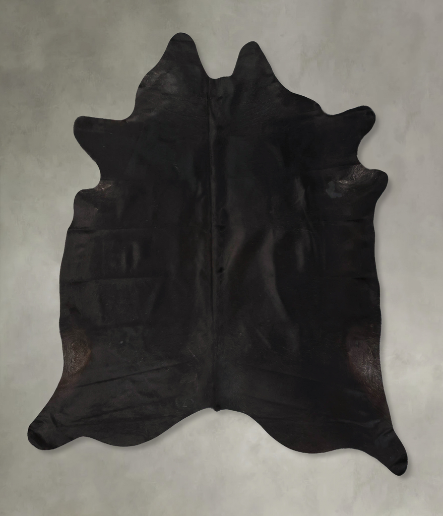 Solid Black XX-Large Brazilian Cowhide Rug 8'0"H x 6'11"W #B25103 by Hudson Hides