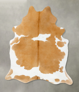 Beige and White X-Large Brazilian Cowhide Rug 7'11"H x 6'2"W #B25106 by Hudson Hides