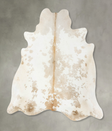 Beige and White X-Large Brazilian Cowhide Rug 6'9"H x 6'7"W #B25154 by Hudson Hides