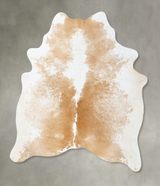 Beige and White X-Large Brazilian Cowhide Rug 6'10"H x 5'11"W #B25155 by Hudson Hides