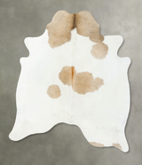 Beige and White X-Large Brazilian Cowhide Rug 7'1"H x 5'10"W #B25164 by Hudson Hides