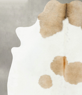 Beige and White X-Large Brazilian Cowhide Rug 7'1"H x 5'10"W #B25164 by Hudson Hides