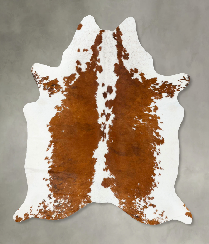 Brown and White X-Large Brazilian Cowhide Rug 6'9"H x 5'11"W #B25268 by Hudson Hides