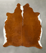 Brown and White Regular Large Brazilian Cowhide Rug 6'3"H x 5'5"W #B25283 by Hudson Hides