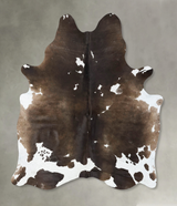 Chocolate and White X-Large Brazilian Cowhide Rug 7'2"H x 6'3"W #B25338 by Hudson Hides