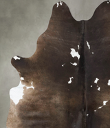 Chocolate and White X-Large Brazilian Cowhide Rug 7'2"H x 6'3"W #B25338 by Hudson Hides