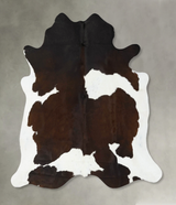 Chocolate and White X-Large Brazilian Cowhide Rug 6'9"H x 6'6"W #B25343 by Hudson Hides