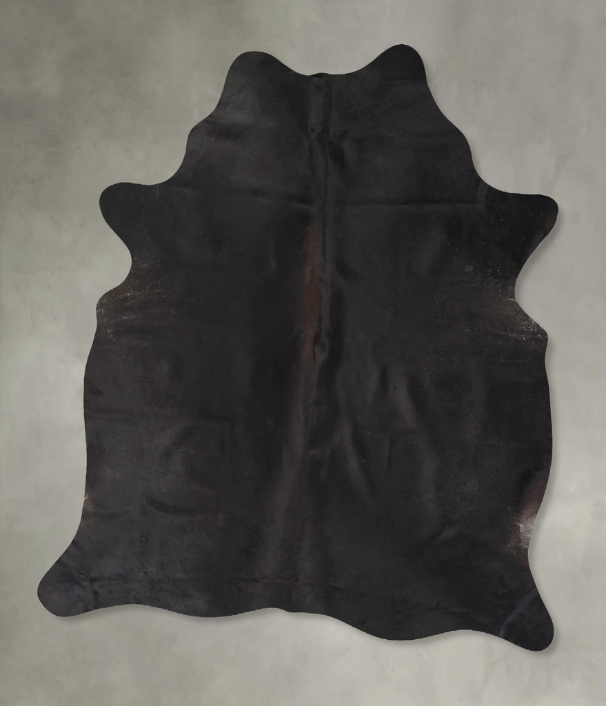 Solid Black Large Brazilian Cowhide Rug 7'0"H x 5'8"W #B25386 by Hudson Hides