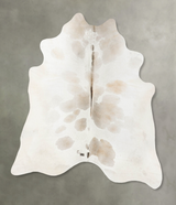 Ivory with Beige XX-Large Brazilian Cowhide Rug 8'2"H x 7'2"W #B25469 by Hudson Hides