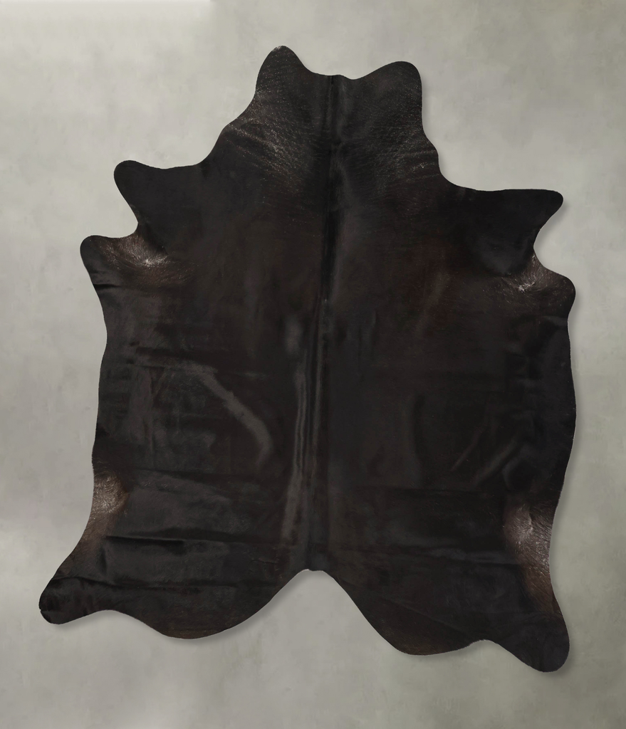 Solid Black XX-Large Brazilian Cowhide Rug 8'2"H x 6'11"W #B25531 by Hudson Hides