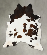 Chocolate and White XX-Large Brazilian Cowhide Rug 8'1"H x 6'8"W #B25539 by Hudson Hides