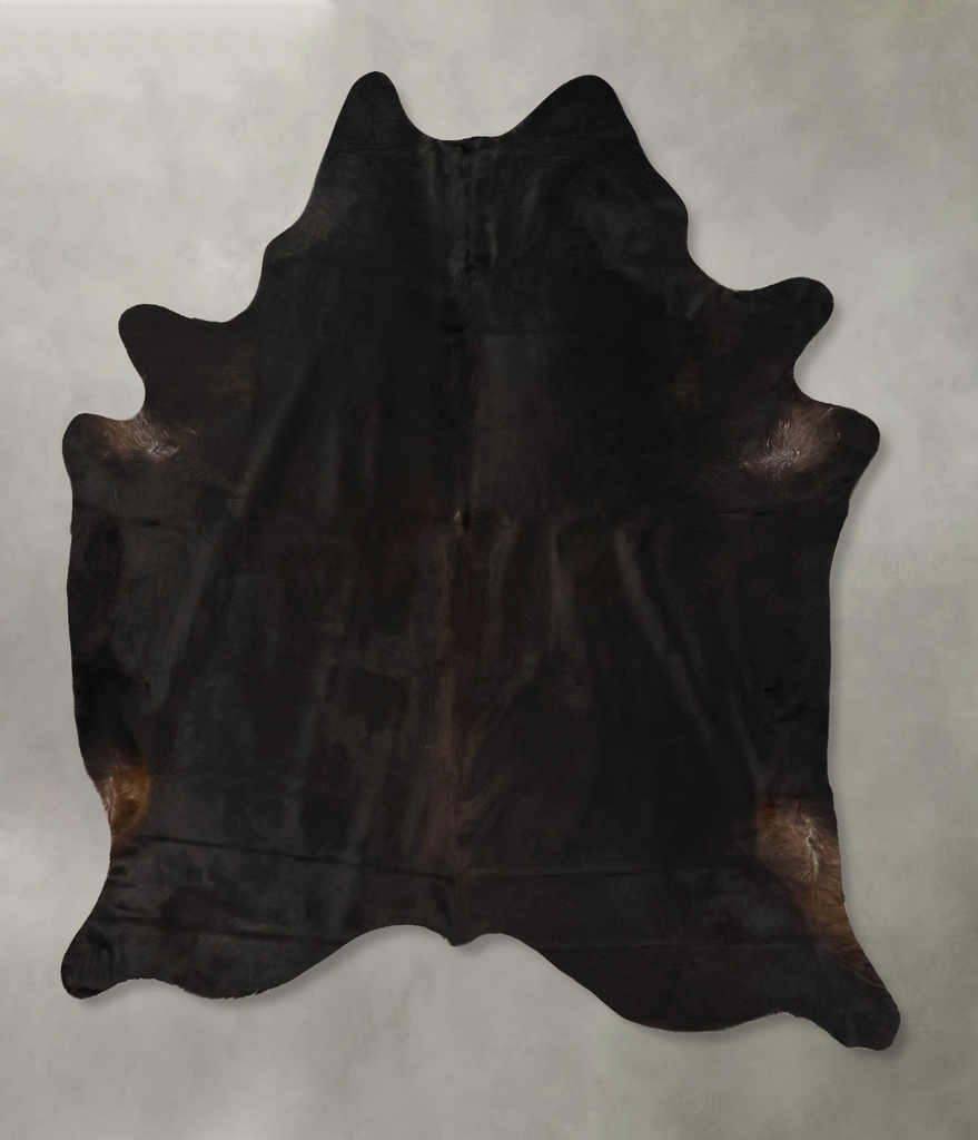 Solid Black XX-Large Brazilian Cowhide Rug 8'3"H x 7'3"W #B25584 by Hudson Hides
