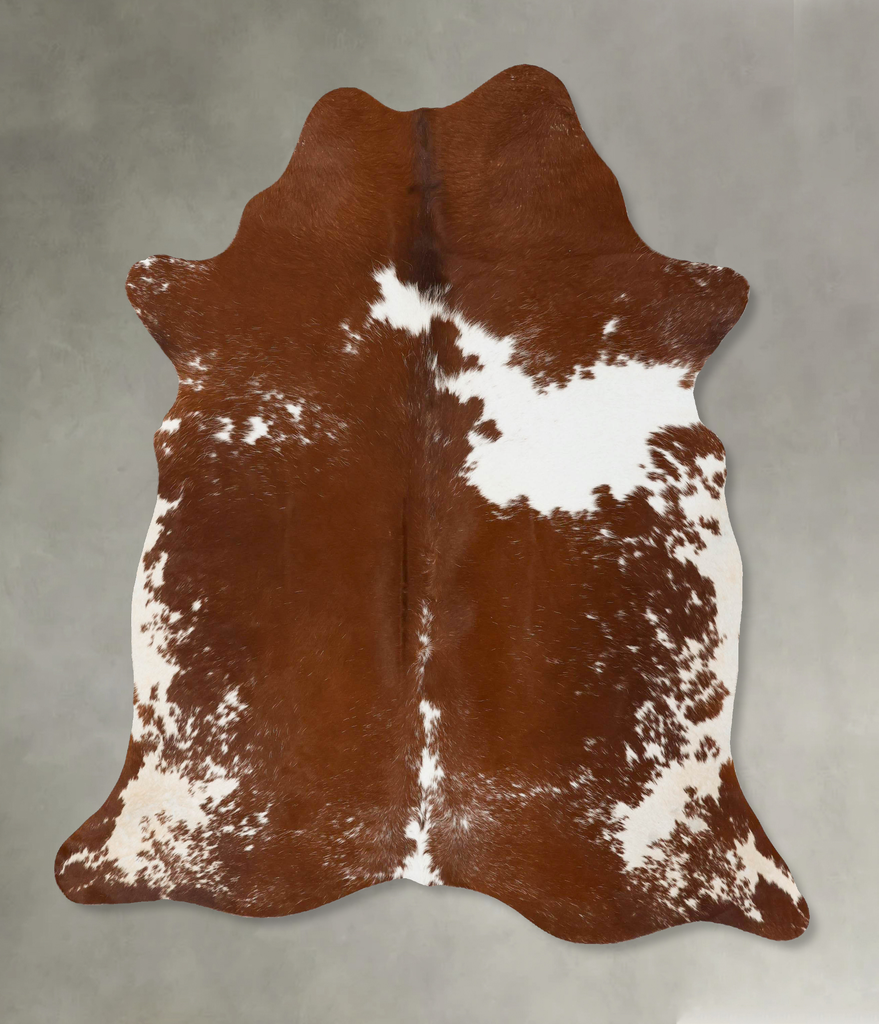 Brown and White Large Brazilian Cowhide Rug 6'9"H x 5'10"W #B25615 by Hudson Hides