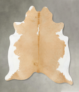 Beige and White X-Large Brazilian Cowhide Rug 7'0"H x 6'2"W #B25653 by Hudson Hides