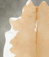 Beige and White X-Large Brazilian Cowhide Rug 7'0"H x 6'2"W #B25653 by Hudson Hides