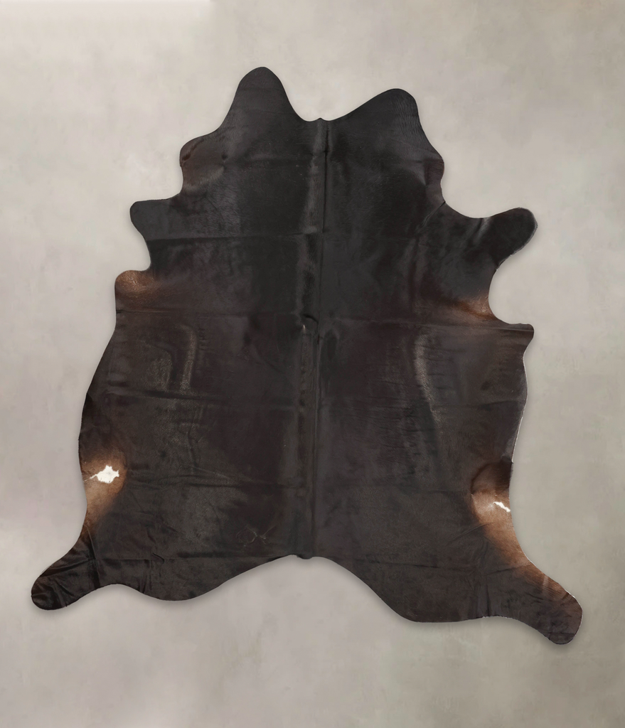 Solid Black XX-Large Brazilian Cowhide Rug 8'1"H x 7'6"W #B2589 by Hudson Hides