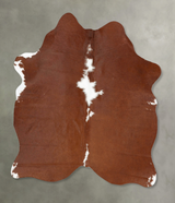 Brown and White Regular Large Brazilian Cowhide Rug 6'6"H x 5'0"W #B25948 by Hudson Hides
