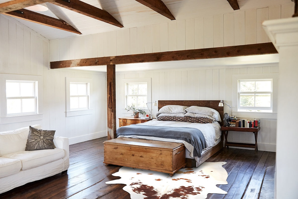 Brown and White Cowhide Rug #B2647