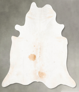 Ivory with Beige XX-Large Brazilian Cowhide Rug 7'9"H x 7'10"W #B26709 by Hudson Hides
