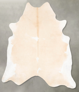 Beige and White XX-Large Brazilian Cowhide Rug 8'5"H x 7'7"W #B26740 by Hudson Hides