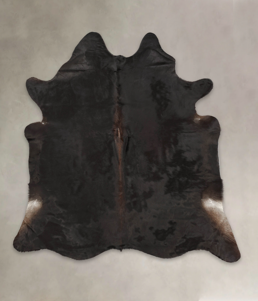 Solid Black XX-Large Brazilian Cowhide Rug 7'2"H x 6'11"W #B2685 by Hudson Hides